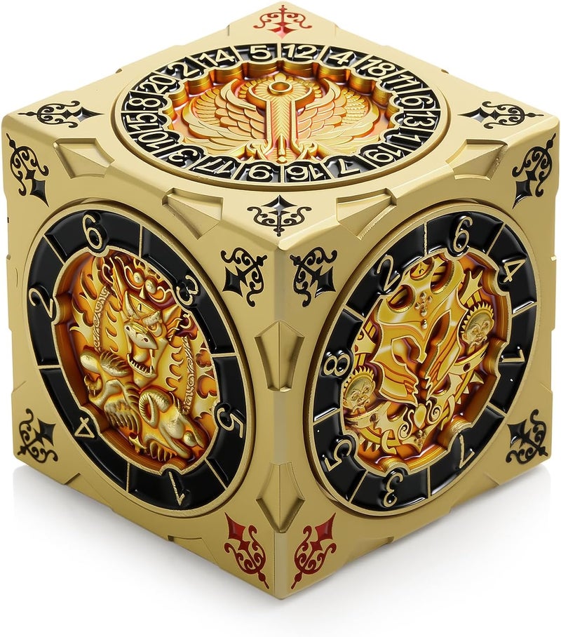 DNDND Luxury Gold Multi-Functional Spinner DND Dice – Premium D&D Monster Themed Metal Dice Cube for TTRPG, Dungeon Masters & RPG Collector's Gift (Gold) - Image 1